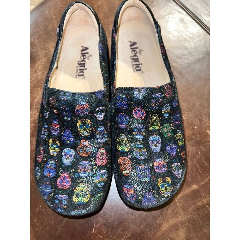 Alegria Scull Nurse Shoe Size 40 Multicolored Metallic Sculls KEL-4840 PC Lite